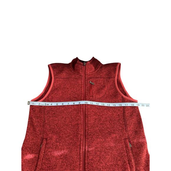 Orvis Women's Vest Red Microfleece Outdoor Gorpcore Full Zip Mockneck Medium - Picture 10 of 11